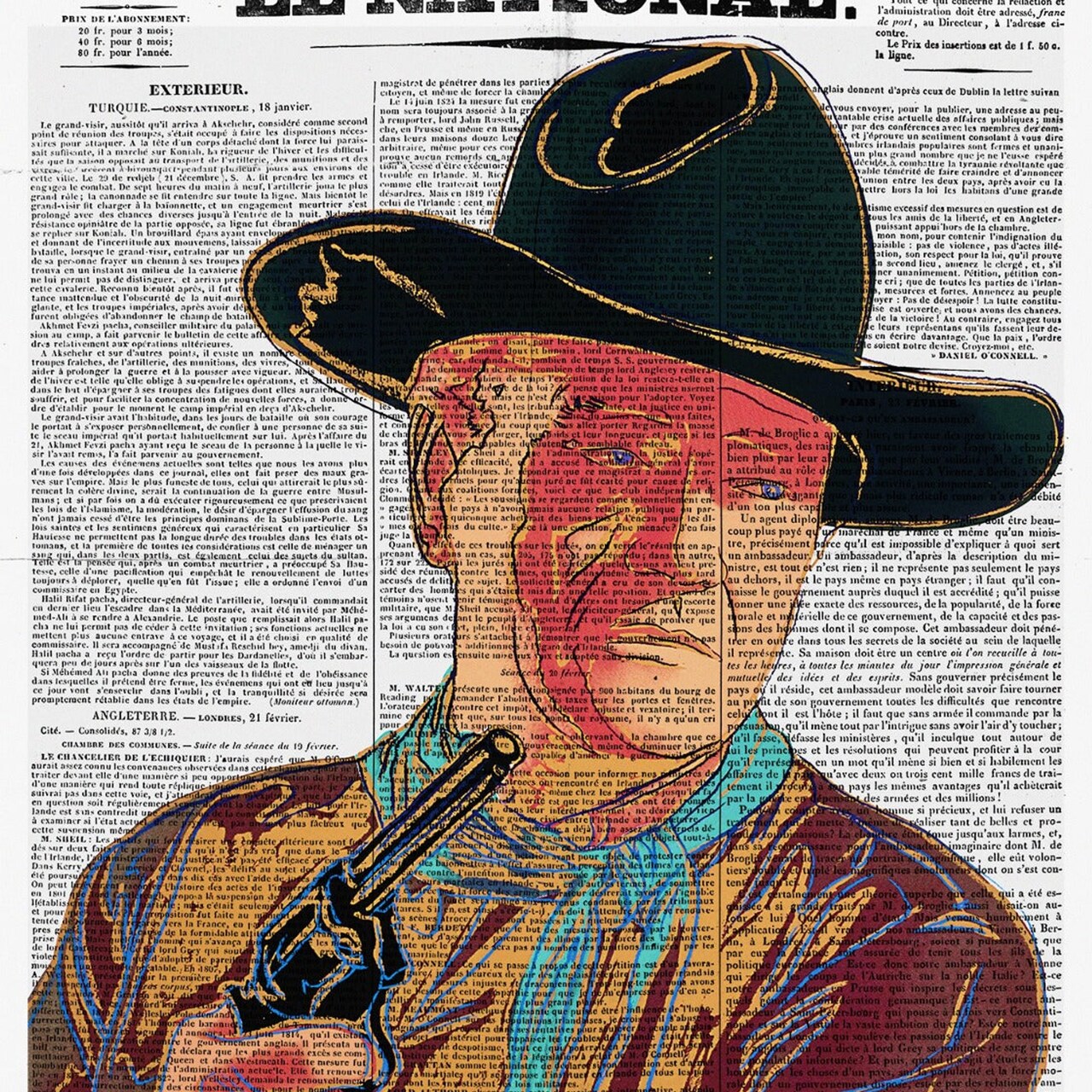 Edge collection - Multicolor - John Wayne Themed Glass Wall Art - 1 Piece